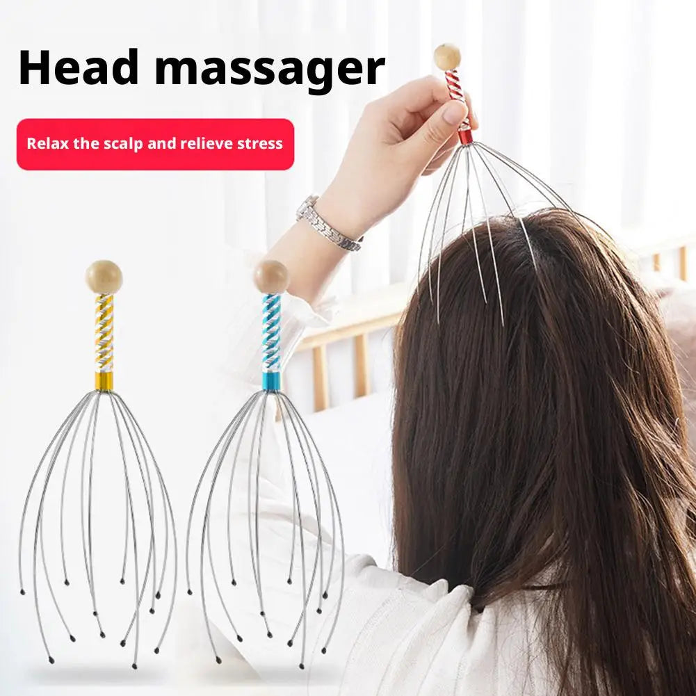 Masseur de cuir chevelu portable en silicone de qualité alimentaire, relaxant pour la tête, soulagement de la tension, gratte-tête de massage corporel portable
