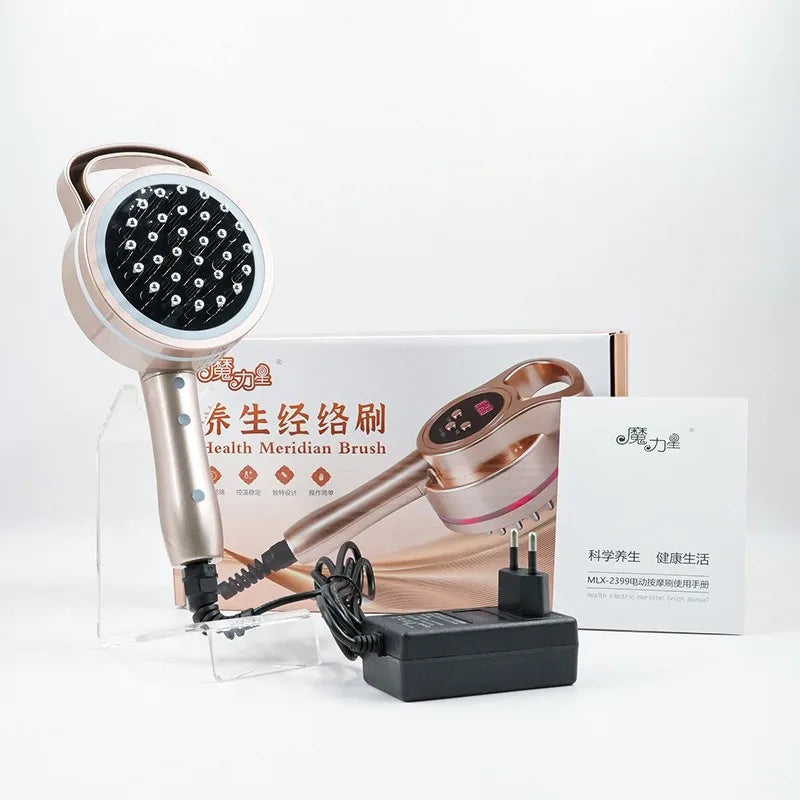 Brosse de massage micro-courant pour méridiens, anti-cellulite, lymphatique, chauffante infrarouge, vibrante, détoxification corporelle, dispositif de raclage santé