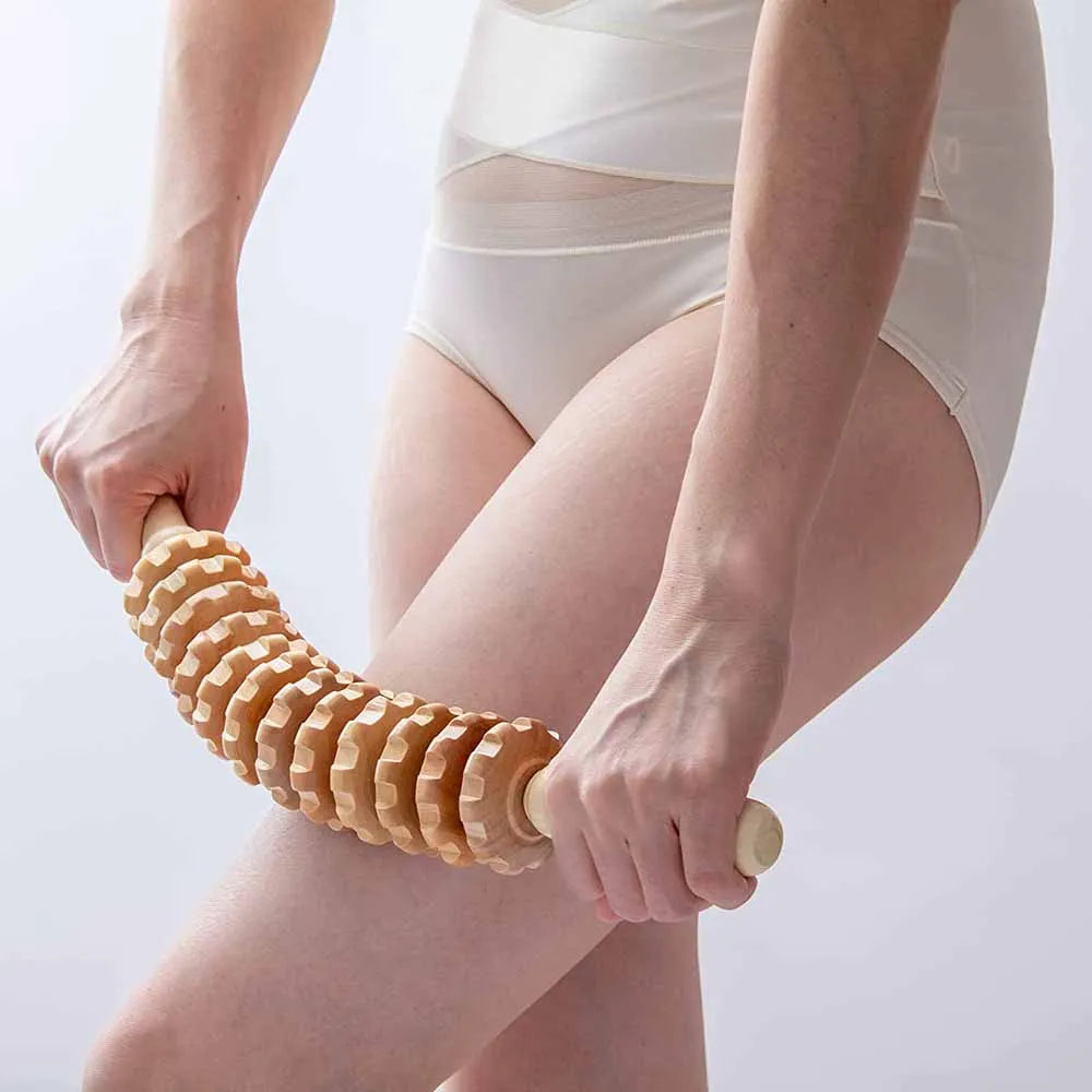 Rouleau de massage en bois droit ou incurvé