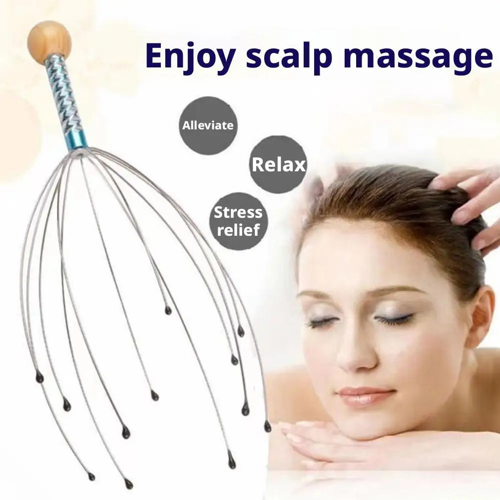 Masseur de cuir chevelu portable en silicone de qualité alimentaire, relaxant pour la tête, soulagement de la tension, gratte-tête de massage corporel portable
