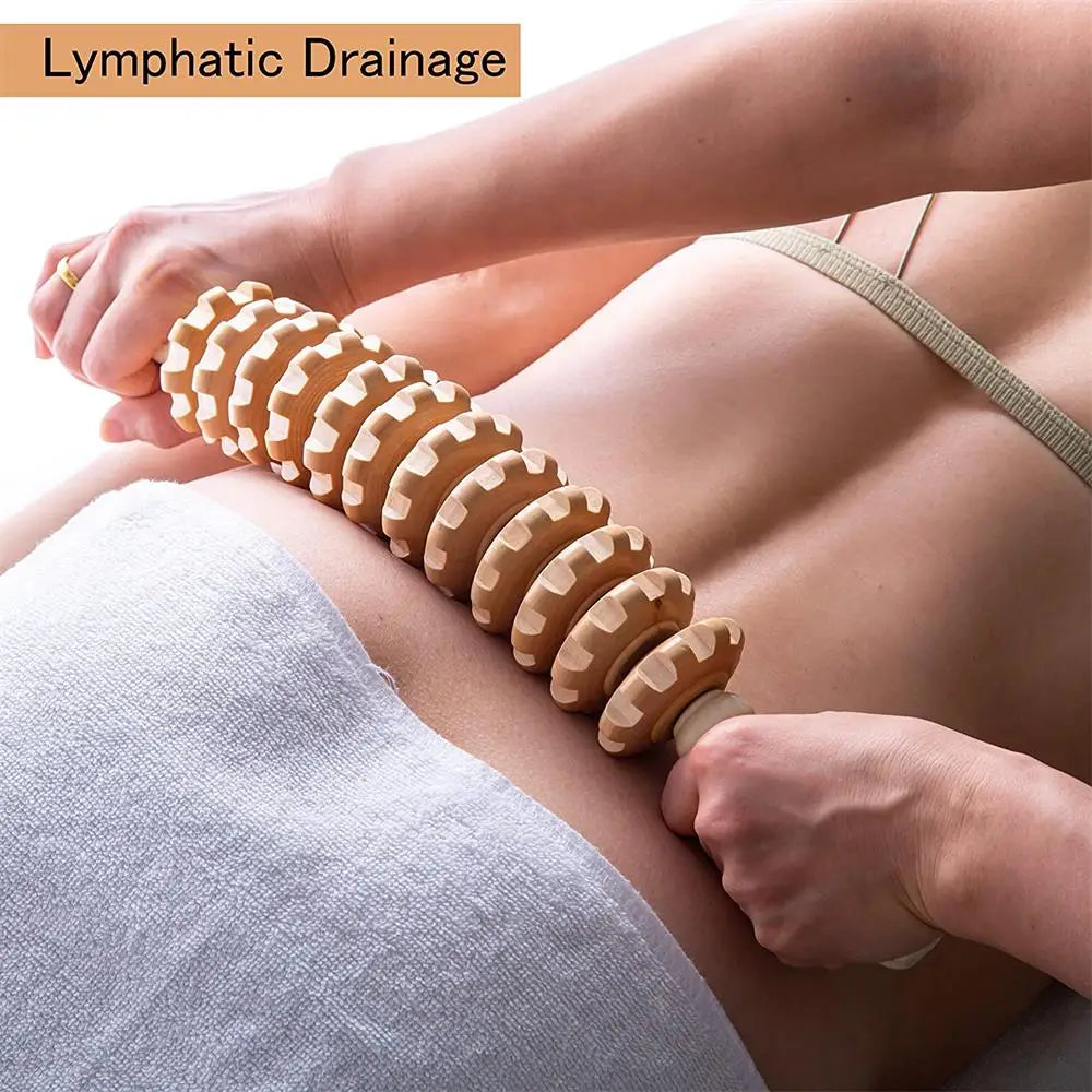 Rouleau de massage en bois droit ou incurvé