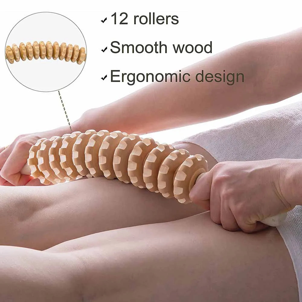 Rouleau de massage en bois droit ou incurvé