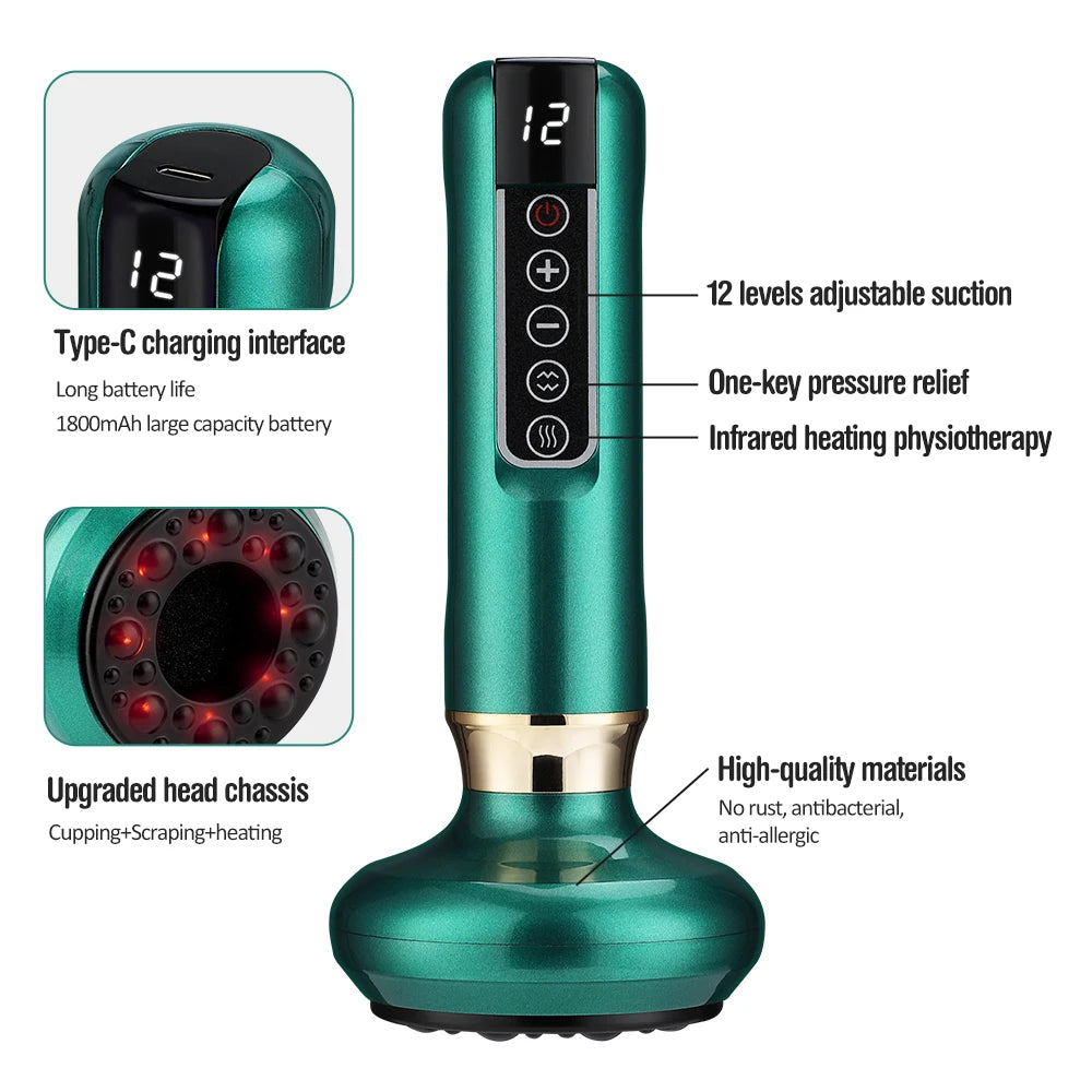 Ventouse électrique masseur ventouse sous vide GuaSha Anti Cellulite beauté santé dispositif de grattage chaleur infrarouge masseur minceur