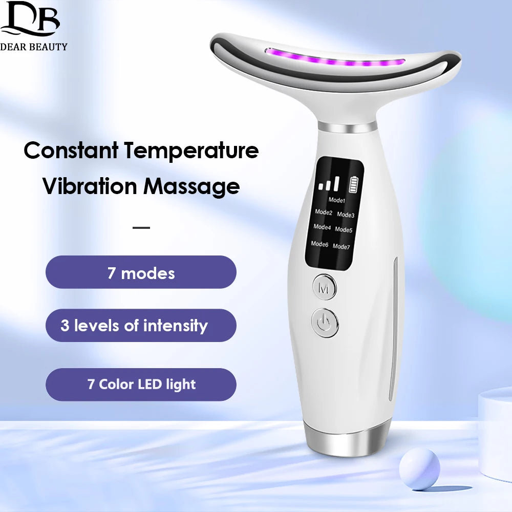 Appareil de beauté du cou et du visage   7 couleurs de lumière LED